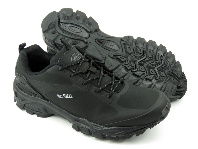 Trekkingi męskie z tkaniną Soft Shell - AMERICAN CLUB HL 16/21, czarne