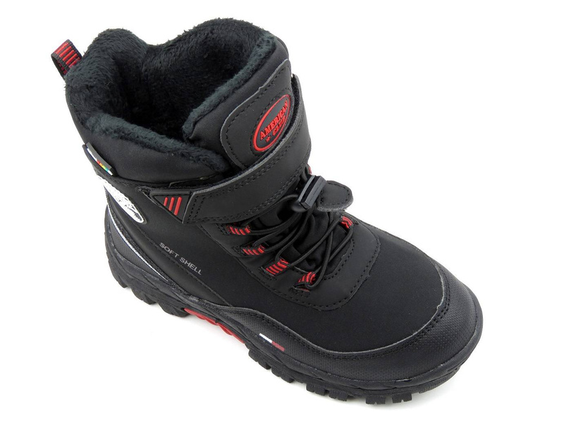 Śniegowce dziecięce AMERICAN CLUB Soft Shell HL 24/21(22), czarno-czerwone