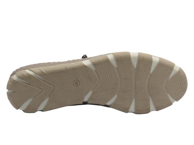 Skórzane, ażurowe półbuty damskie jasnoszare Nika Komfort HS475-1