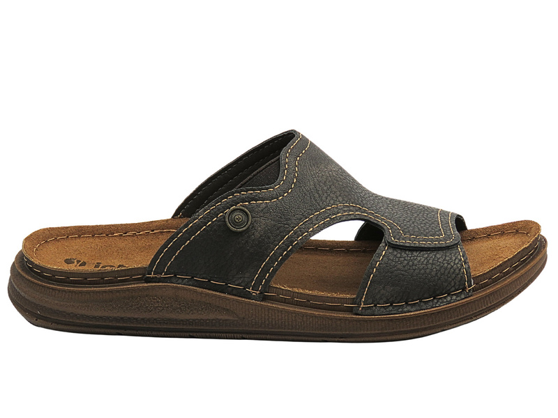 Wygodne klapki męskie z miękkiej skóry czarne INBLU VE-08