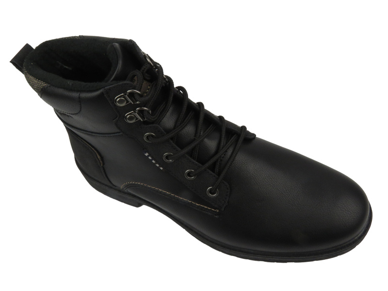 Ocieplane Trzewiki Męskie - American Club RH 117/23, Czarne, Sznurowane