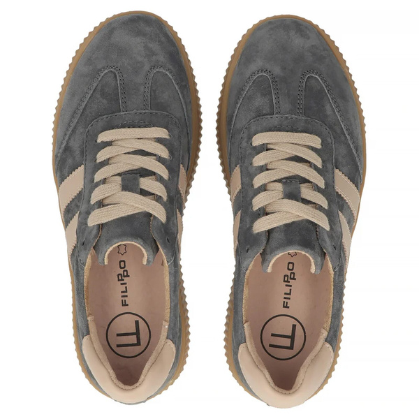 Skórzane sneakersy damskie szare Filippo DP6776/25