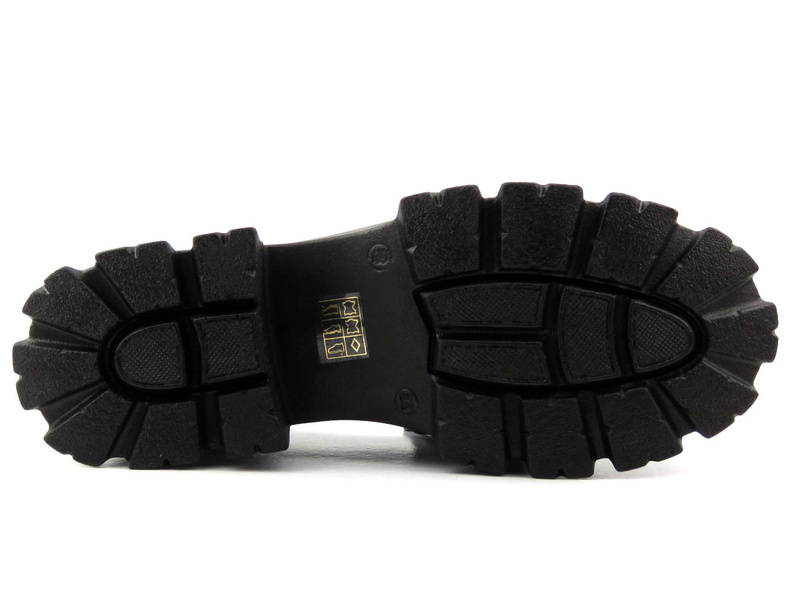 Lakierowane lordsy damskie na grubej platformie - VENEZIA 001770, czarne