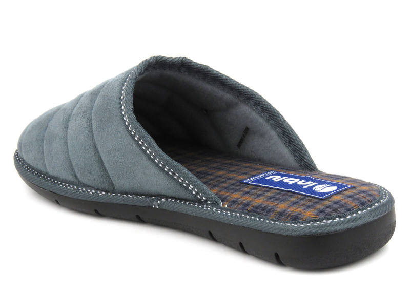Kapcie męskie z miękkiego materiału - Inblu 91-27, szare