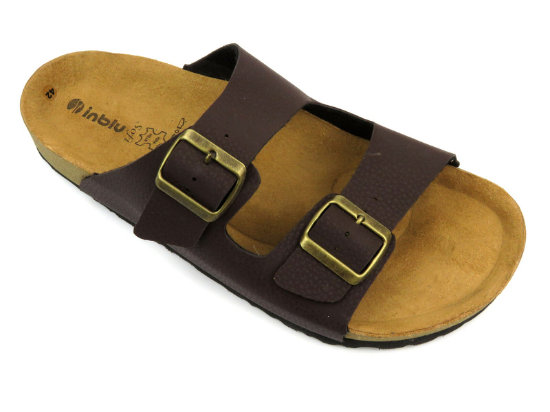 Klapki męskie z klamrami - INBLU Ricibi, brązowe