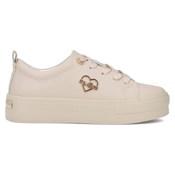 Skórzane sneakersy damskie na platformie - Filippo DP3533/24, beżowe