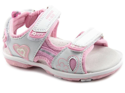 Sandały dziecięce American Club RL 43/21, białe w serduszka