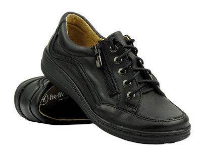 Skórzane półbuty damskie HELIOS Komfort 411, czarne 2