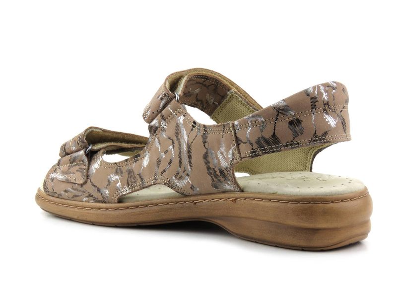 Wygodne, skórzane sandały damskie profilaktyczne - KOSELA MEDIC 9154, beżowe w liście