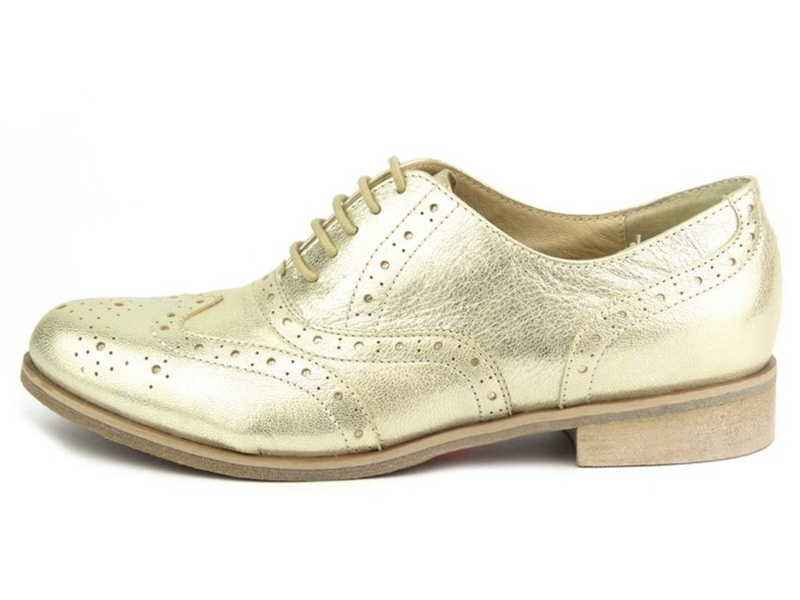 Półbuty damskie w stylu harvardzkim - Kabała 142-203, złote