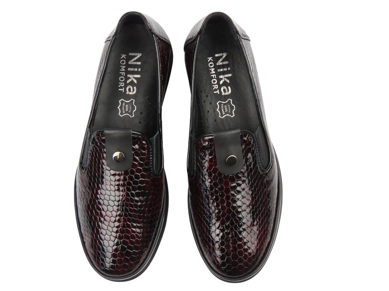 Stylowe półbuty damskie Nika Komfort 0452-156MSN, burgun