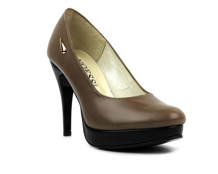 Skórzane czółenka Przemar 751, beżowe