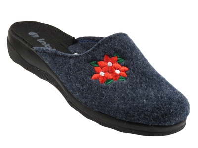 Kapcie, pantofle damskie filcowe - INBLU CA-6H, szaro-niebieskie