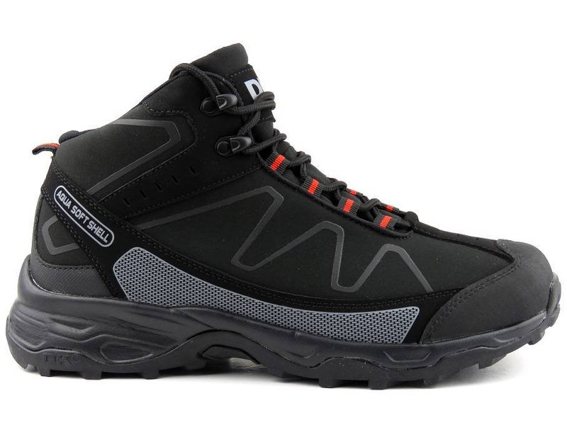 Buty trekkingowe męskie za kostkę - DK Aqua Soft Shell 2147, czarne