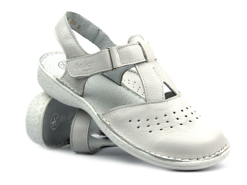 Skórzane sandały damskie białe Helios Komfort 128