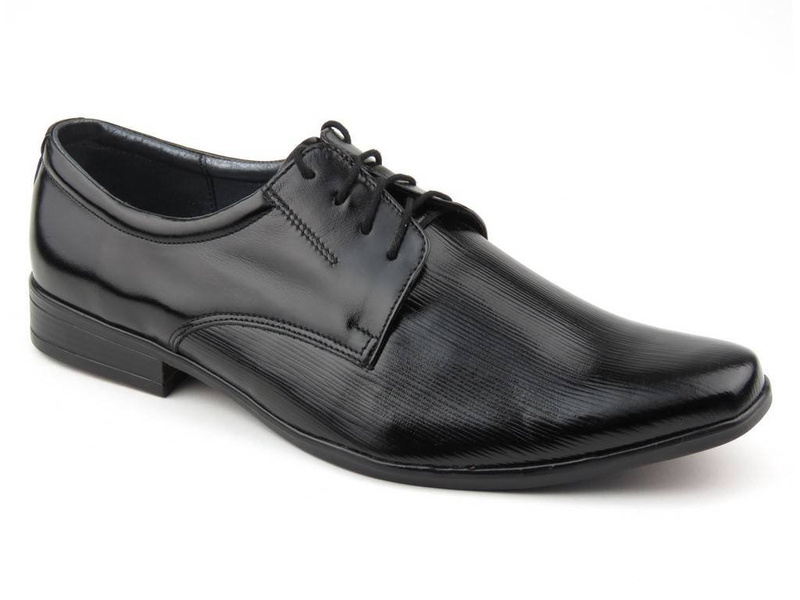 Skórzane półbuty męskie eleganckie - MOSKAŁA 424, czarne