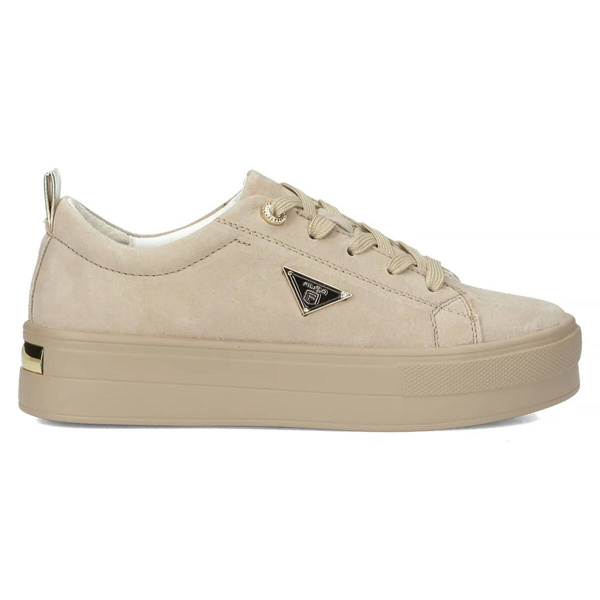 Skórzane sneakersy damskie na platformie - Filippo DP3533/24, beżowe