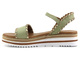 Sandały damskie na platformie - VENEZIA ESTI 261600, zielone ze złotymi przeszyciami