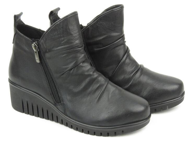 Botki damskie na dwa suwaki - COMFORTABEL 960232-01, czarne