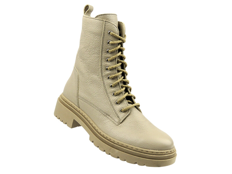 Wygodne botki damskie z naturalnej skóry Helios Komfort 1363, ecru