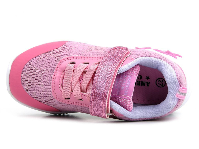 Sportowe buty dziecięce z gwiazdkami - AMERICAN CLUB ES69/22, różowe