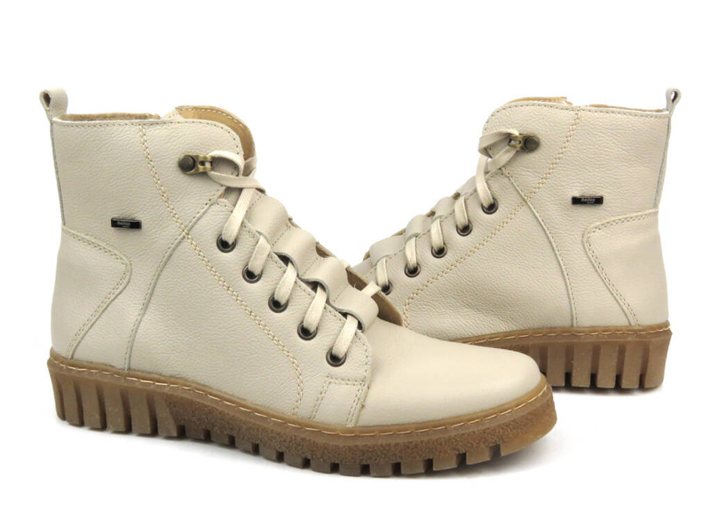 Trapery damskie ocieplane wełną - HELIOS Komfort 577, ecru