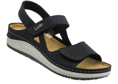 Komfortowe sandały damskie ze skóry naturalnej granatowe Inblu PF-1KU