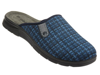 Kapcie męskie ze skórzaną wkładką granatowe Inblu BG-61