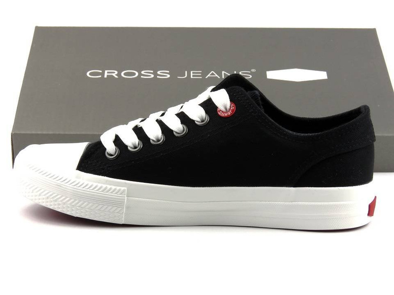 Czarne trampki damskie z grubą, białą podeszwą - Cross Jeans HH2R4021C