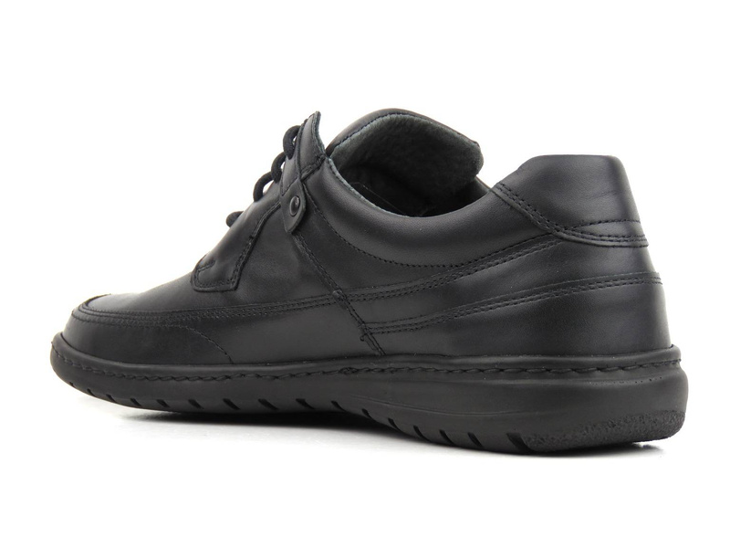 Skórzane półbuty męskie na co dzień - WASAK 0186, czarne