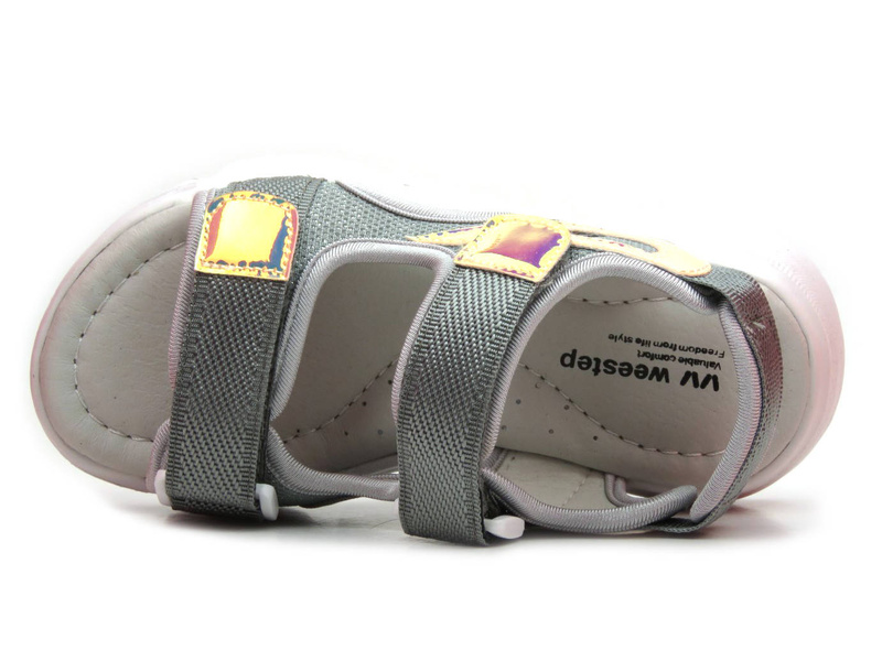 Sandały dziecięce ze skórzaną wyściółką - Weestep R207750842, szare