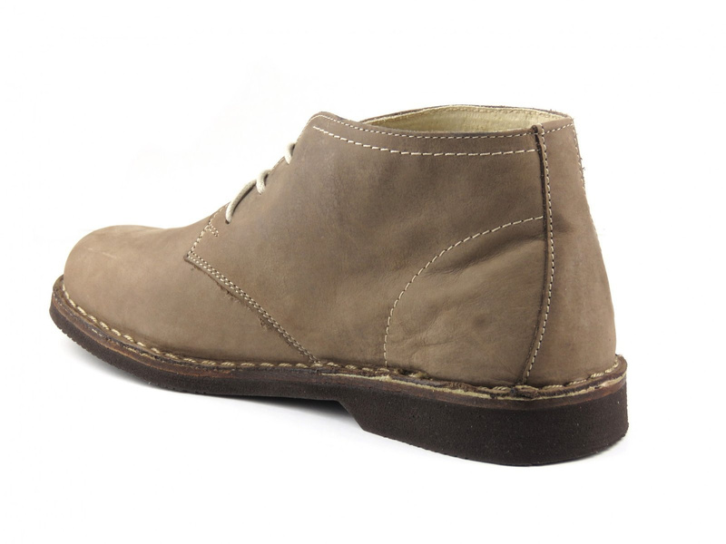 Skórzane, nieocieplane trzewiki męskie na cały rok - Helios Komfort 885, beżowe