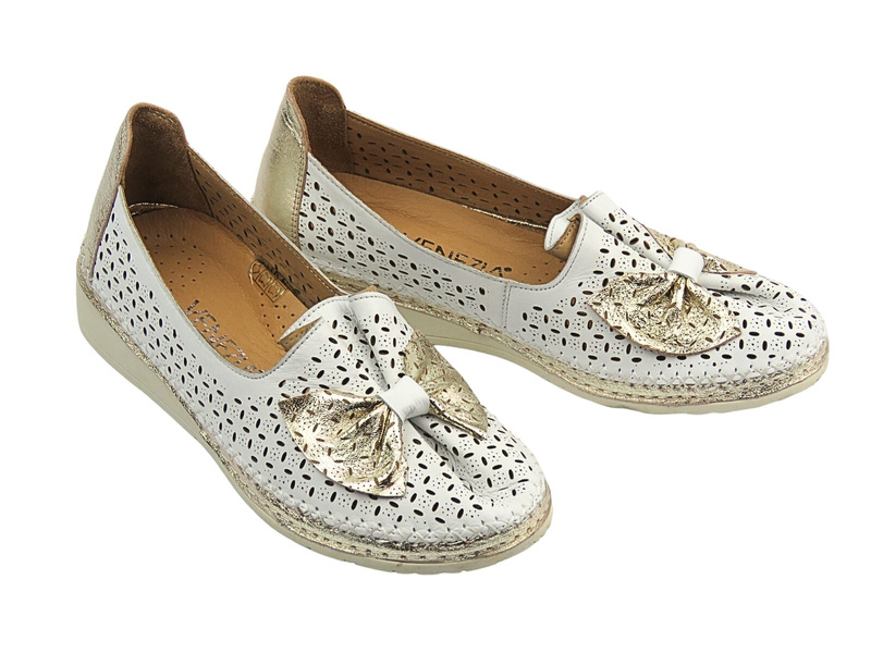 Ażurowe półbuty damskie białe Venezia G010LEWOOBM129