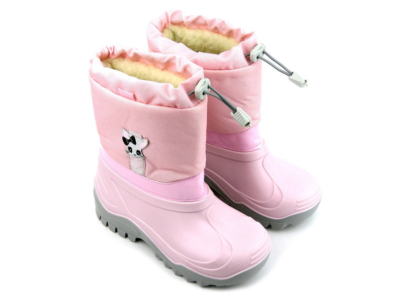 Śniegowce dziecięce ocieplane wełną owczą - REN BUT Muflon 32-468, jasnoróżowe