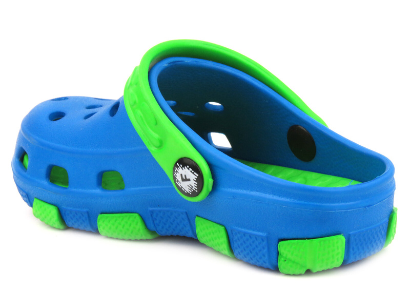 Klapki dziecięce clogsy- Realpaks PF-401, niebiesko-zielone