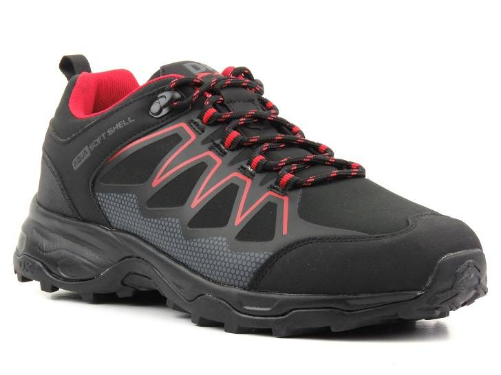 Trekkingi męskie przed kostkę - DK Soft Shell 1068, czarne z czerwienią