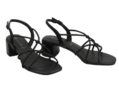 Eleganckie sandały damskie na obcasie czarne Tamaris 1-28236-42