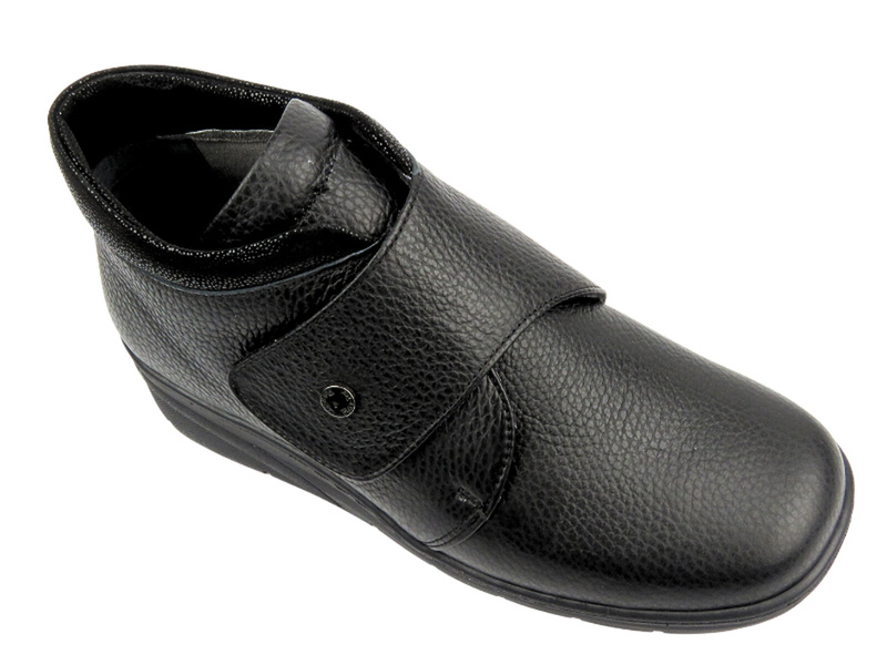 Komfortowe botki damskie o wysokiej tęgości (H) - Comfortabel 990557-01, czarne
