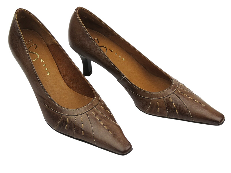 Czółenka damskie ze skóry naturalnej - But-S B610E, brązowe