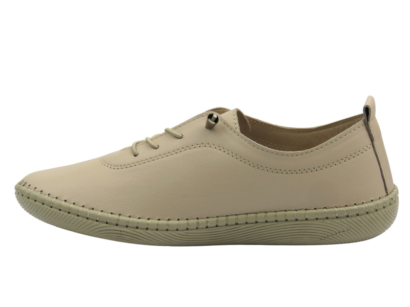 Skórzane półbuty damskie w sportowym stylu jasnoszare Nika Komfort H2023