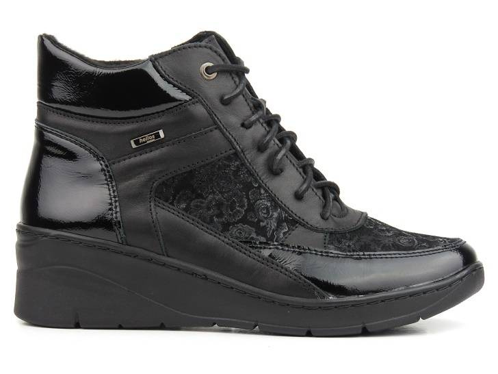 Skórzane botki damskie w sportowym stylu - HELIOS Komfort 568, czarny 4