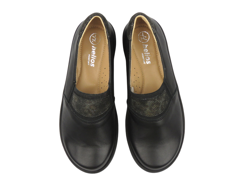 Wygodne półbuty damskie z miękkiej skóry czarne 2 Helios Komfort 455