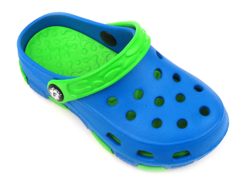 Klapki dziecięce clogsy- Realpaks PF-401, niebiesko-zielone
