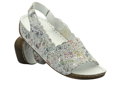 Skórzane sandały damskie białe Nika Komfort H-189