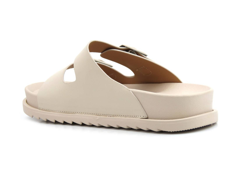 Wygodne klapki damskie ze skóry ekologicznej - S. BARSKI HY87-17A, beżowe