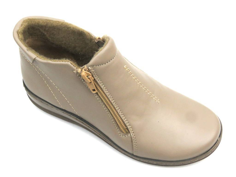 Wygodne botki damskie na dwa zamki - HELIOS Komfort 642, cappuccino