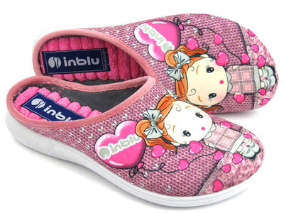 Kapcie damskie, dziewczęce z miękką wkładką - INBLU EC-82, różowe