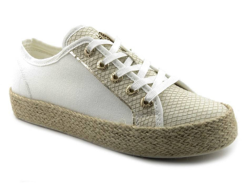 Espadryle damskie w stylu trampek - BUGATTI 431-A2N01-5869, białe