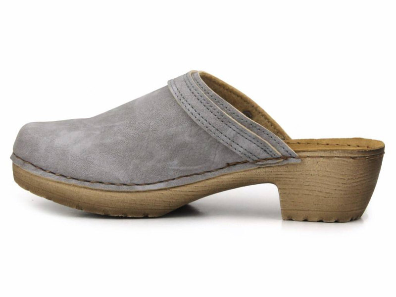 Klapki damskie, chodaki na obcasie - INBLU BL-04, szare