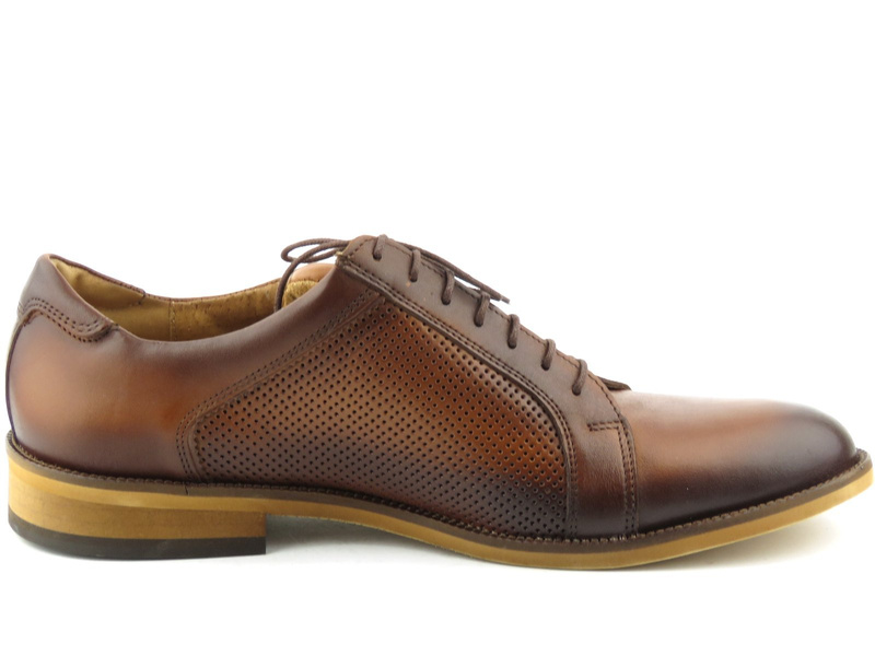 Półbuty męskie z wysokiej jakości skóry cieniowanej - IGUANA Lider 348-606, brązowe